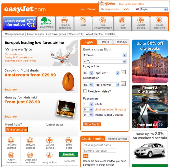 easyJet до редизайна и после отката к исходному состоянию