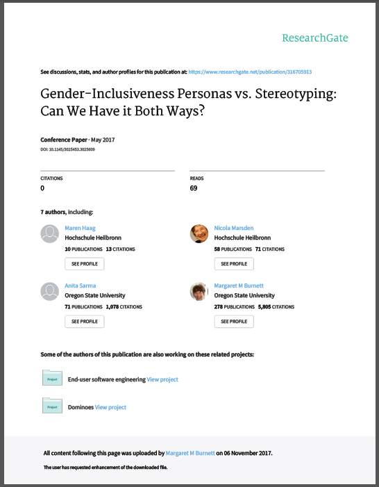 ResearchGate shitty cover page